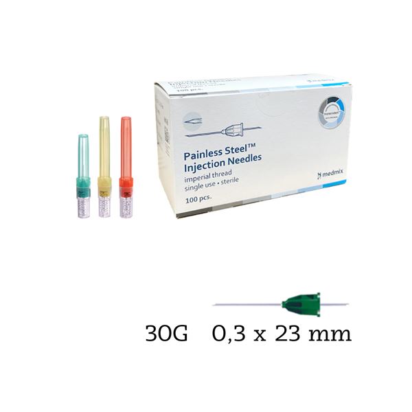 Transcoject jehly Painless Steel G30, 0,3x23 mm, 100ks (zelené)