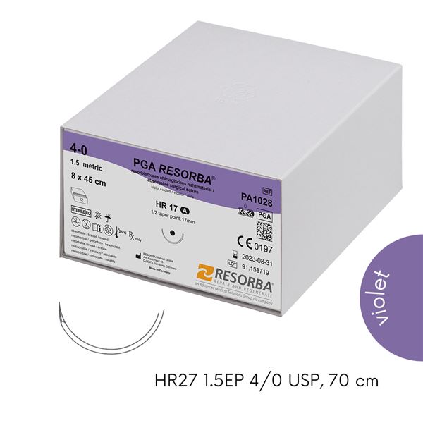 PGA Resorba violet HR27 1,5EP 4/0USP 70cm, 24ks