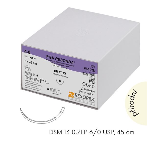 PGA Resorba Natur DSM13 0,7EP, 6/0USP, 45cm 24ks