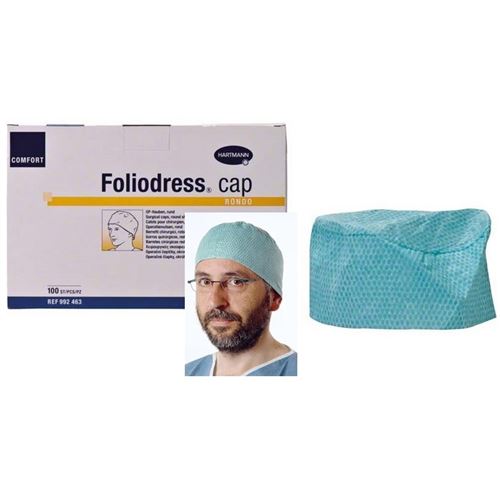 Operační čepec Foliodress Rondo Aqua 100ks (9924633)