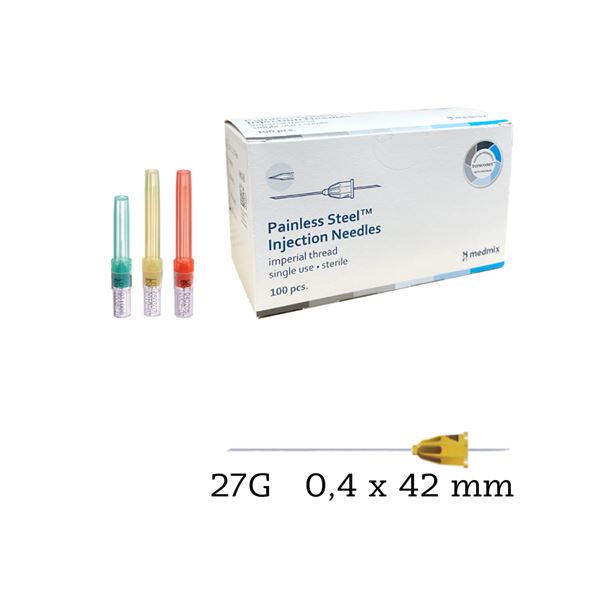 Transcoject jehly Painless Steel 27G, 0,4x42 mm, 100ks (žluté)