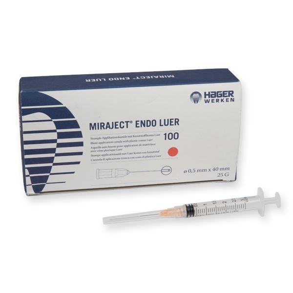 Miraject Endo Luer 25G 0,5x40mm, střední, 100 ks, oranžové