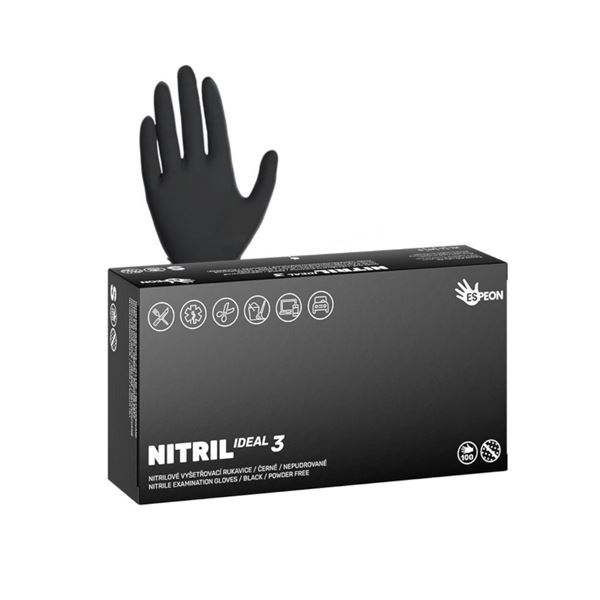 Rukavice Nitril černé Ideal3 100 ks - M