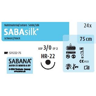 SABAsilk EP2 USP3/0 HR22 černé 75cm, 24ks