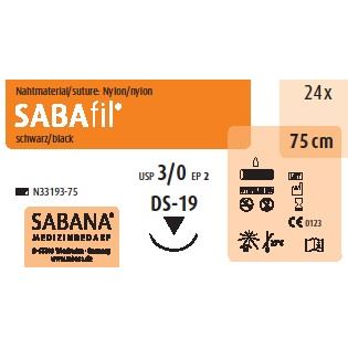 SABAfil EP2 USP3/0 DS19 černé 75cm, 24ks