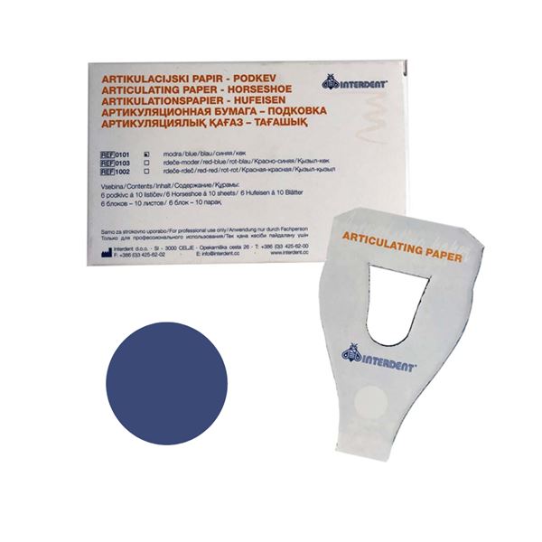 Artikulační papír podkova modrá INT. 0101