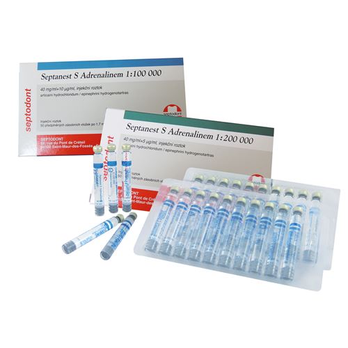 Septanest 4% 1:200.000 50x1,7 ml - SUKL 0202953