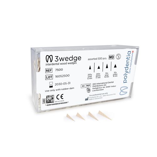 Dřevěné klínky Polydentia 3Wedge Set 500ks