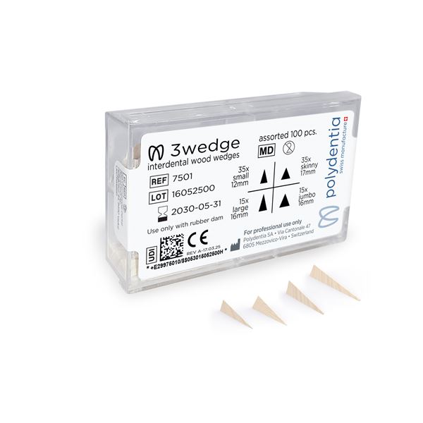 Dřevěné klínky Polydentia 3Wedge Set 100ks