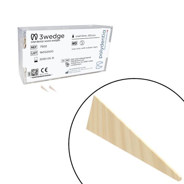 Dřevěné klínky Polydentia 3Wedge Small 500ks