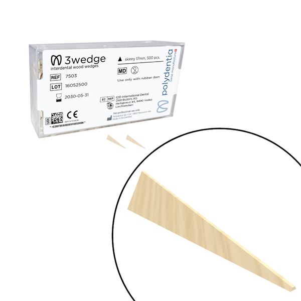 Dřevěné klínky Polydentia 3Wedge Skinny 500ks