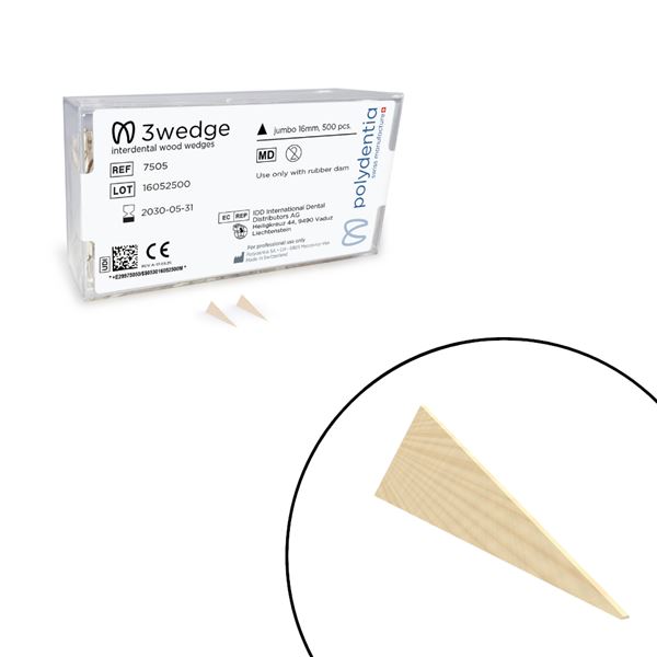 Dřevěné klínky Polydentia 3Wedge Jumbo 500ks