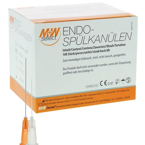 M+W kanyly výplachové endo 0,3x23mm žluté, 100ks