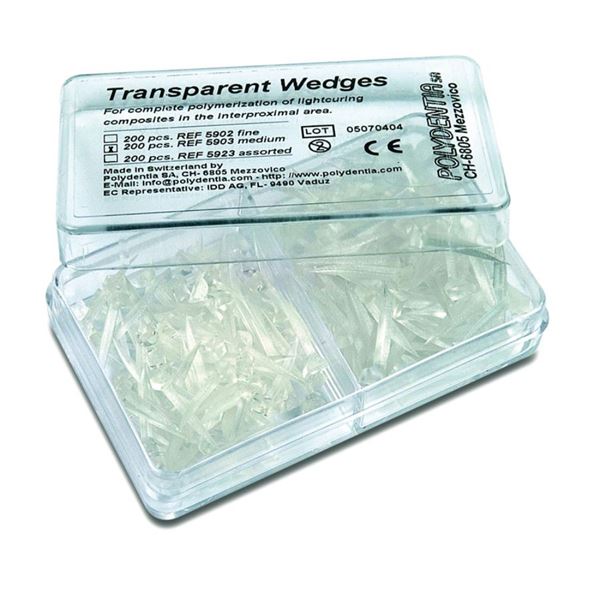 Klínky transparentní - střední, 200 ks (Polydentia)