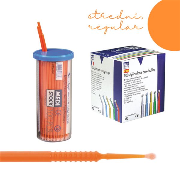 Mikro Aplikátory Medibrush, Regular 400ks, oranžové