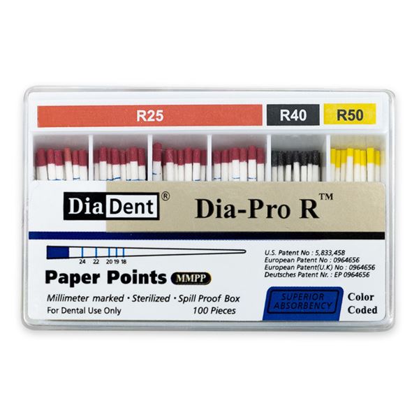 Papírové čepy DiaDent DiaPro Recipro R25-50 sortiment