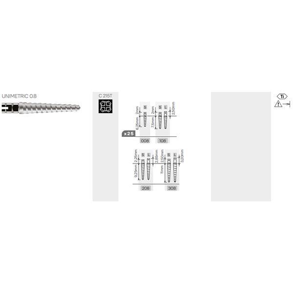 Unimetric TITAN čepy 208S žluté, 0,8 mm, 25 ks