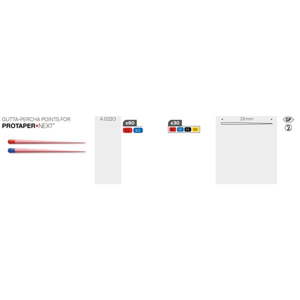 ProTaper F1-F3 gutaperčové čepy sada 60 ks