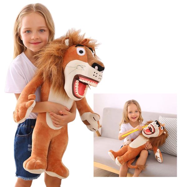 Edukativní velký maňásek lev s čelistí a kartáčkem