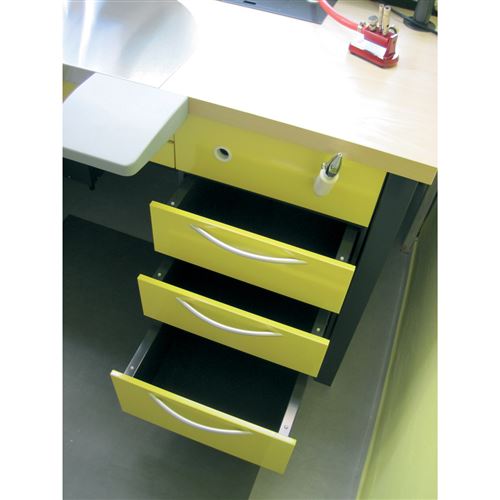Laboratorní stůl kovový - dřevo/sv.šedá/žlutá
