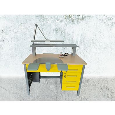 Laboratorní stůl kovový - dřevo/sv.šedá/sv.šedá