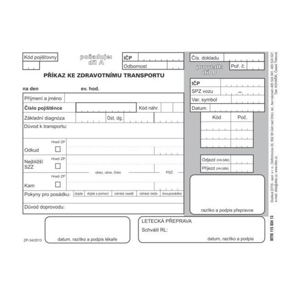 Příkaz ke  zdravotnímu transportu 2x 50 listů