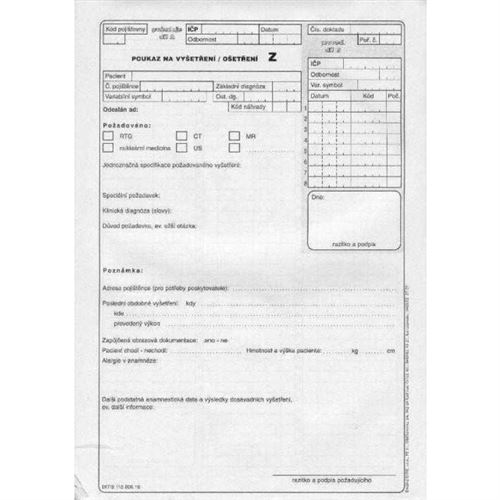 Poukaz na vyšetření/ošetření "Z" A4, 100 listů